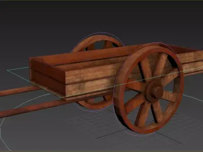 tumbrel 2 old wooden cart 3D model