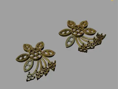 ear ring FLOWER DESIGN JEWELRY GOLD  3D print model