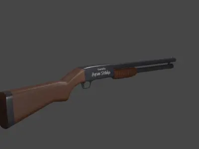 Shotgun Low-poly 3D model 7