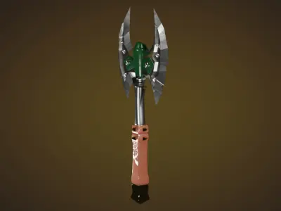 Double sided battle axe Low-poly 3D model