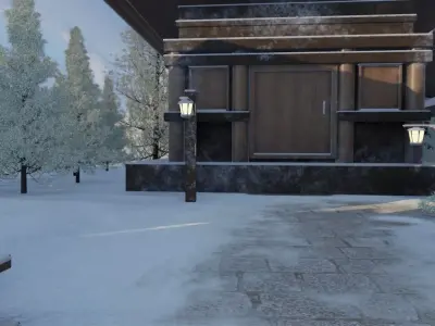 Snowy Mountain Village 3D model 3