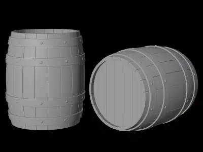Ultra-Realistic Medieval Wooden Barrel - High Poly PBR 3D model