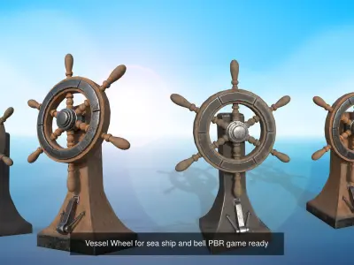 Ship steering wheel Ship Wheel 3D model Low-poly  3D Model Pack