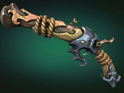 Coastal pistol Low-poly 3D model