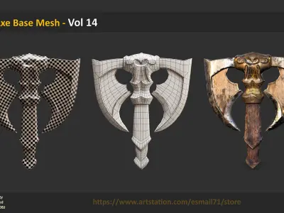 37 Axe Base Mesh - Vol 14 Low-poly 3D model