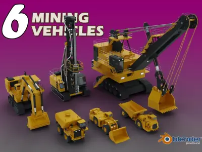 6 Mining Vehicles - Lowpoly Pack