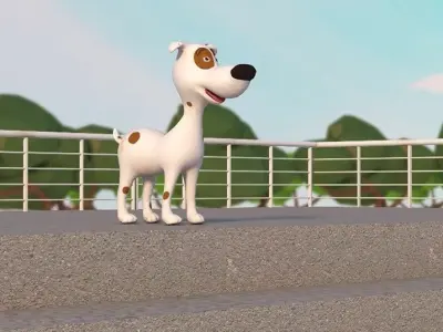 dog-puppy circle with spots Low-poly 3D model