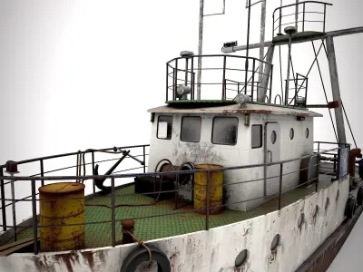 Old Vessel Ship  Low-poly 3D model