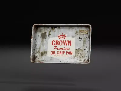 Vintage Rusty Oil Drip Pan Low-poly 3D model