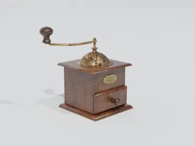 Rigged vintage coffe grinder Low-poly 3D model