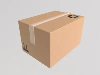 Stylized Low-Poly Hand Truck Trolley with Box Parcel Set Low-poly 3D model