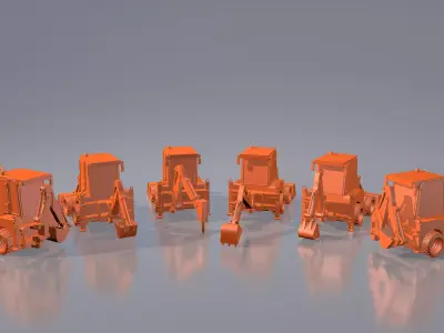 3d model tractor JCB-1CX  ver2 Low-poly 3D model