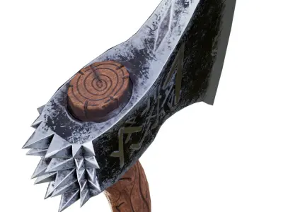 Old axe with a pattern Low-poly 3D model