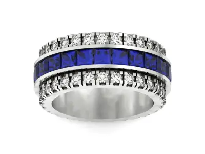 Wedding Ring Princess-cut Sapphire and Diamond 1239 3D print model