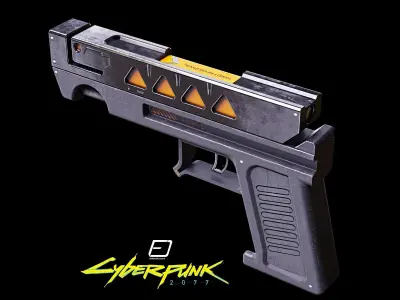 Cyberpunk Pistol PBR Gun Low-poly 3D model