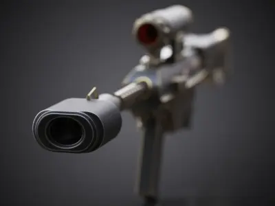 AMR Rifle With Gift Low-poly 3D model