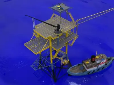 4 pile production platform Free 3D model
