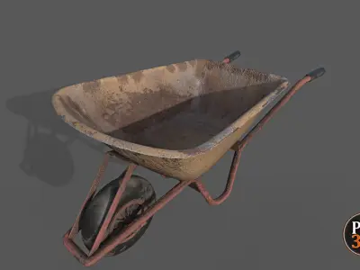 Wheelbarrow Version 1 Low-poly 3D model