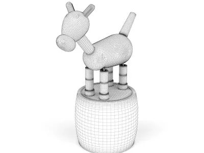 Wooden toy cow 3D model