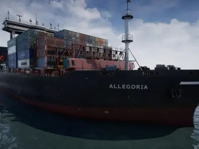  Cargo Ship Container Ship - low poly 