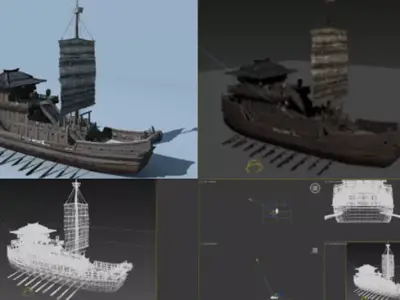 3DMAX model-ancient Chinese warships 3D model