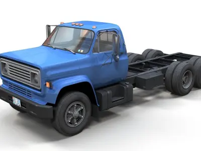 80s industrial frame truck Low-poly 3D model
