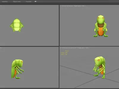 Cartoon grasshopper Low-poly 3D model