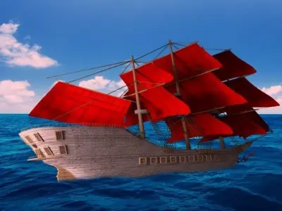 Sail Ship Low-poly 3D model by maroans-vault