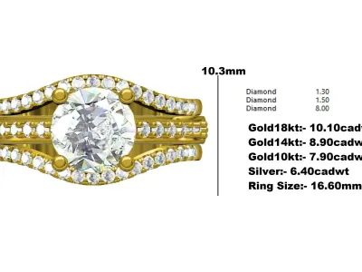 Antique Diamond Trinity Band for Women 3D print model
