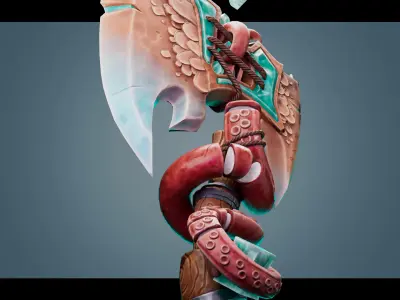 Stylized Axe Low-poly 3D model 22