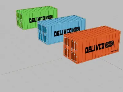 low poly container Low-poly 3D model