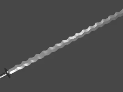 Flamberge sword with Khora handle Low-poly 3D model