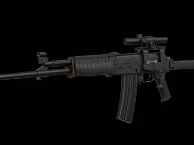 Modular assault rifle family Low-poly 3D model