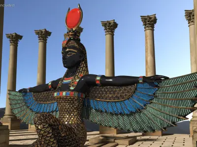 Ancient Priest Worships the Egyptian Goddess Isis 3D model