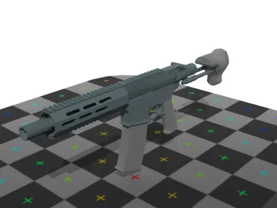 M7A1 Rifle short barrel M16 Style Assault Rifle Free low-poly 3D model