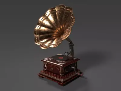 PBR Retro phonograph 3D model