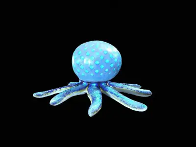 cute blue little octopus 3D model