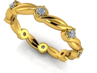 Diamond Eternity Beads wedding band Classic Antique Ring 3D print model
