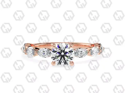 Ring 89 Round Shape marquise on shanks with Gems 3D print model