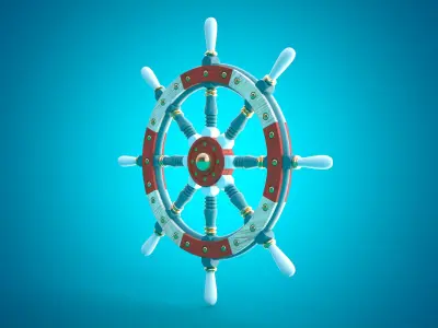 Ship Wheel 3D model Textured