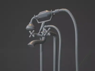 Vintage Shower Faucet Low-poly 3D model