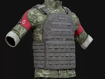 Military Vest Low-poly 3D model get