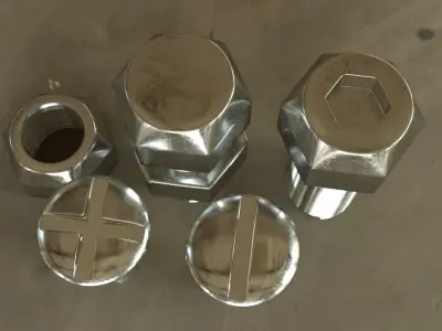 4 simple bolts uncollapsed with all modifiers for education 3D model