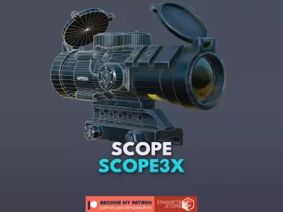 Weapon - Scope - 06 - Scope3X Low-poly 3D model