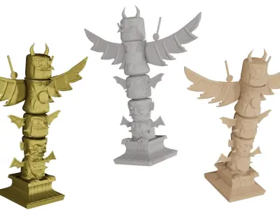 Totem Pole Low-poly 3D model