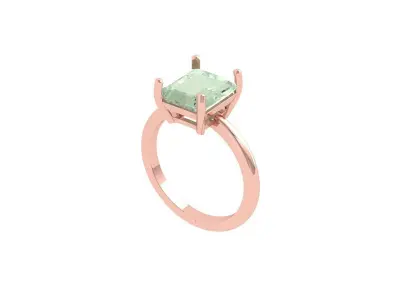 Emerald Solitaire Ring 3D print model 40