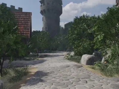Charming Stone Village 3D model