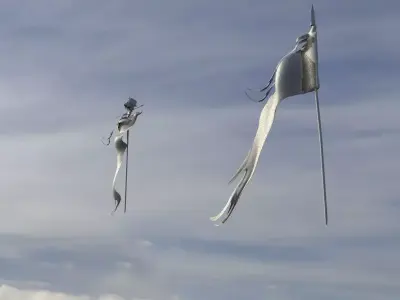 Flags banners 2 models 3D model