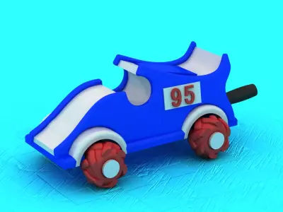 3D Toy Race Car with Bold Blue Design and Number 95 3D print model