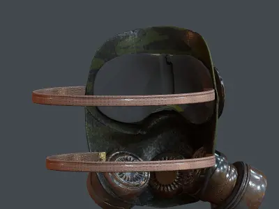 Gas mask helmet 3d model scifi Low-poly Low-poly 3D model Low-poly 3D model 17
